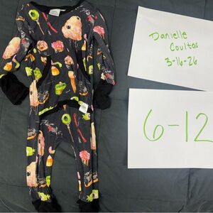 Black Halloween Candy Print Baby One-Piece Romper